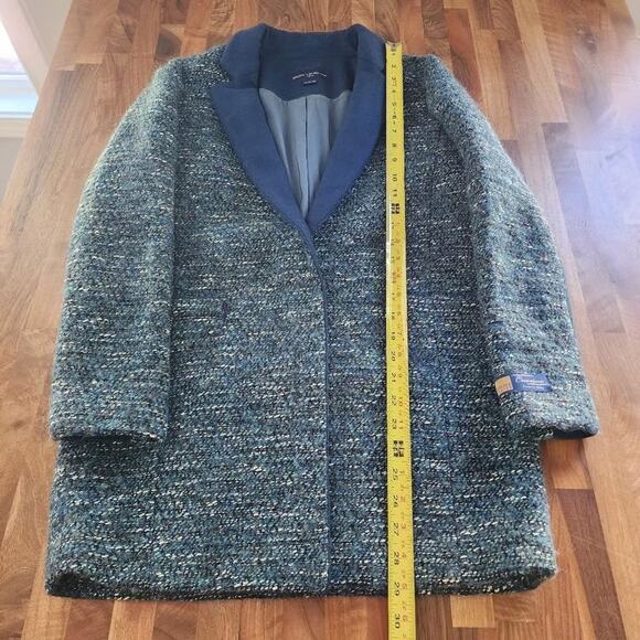 Pierre Cardin Paris Tweed Blue Long Line Blazer Jacket Large - Picture 4 of 5